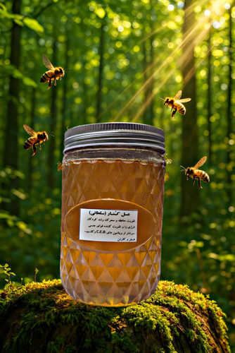 عسل کنار اصل جنوب با رنگ کهربایی تیره و بافت غلیظ، مناسب تقویت بدن و مصرف روزانه